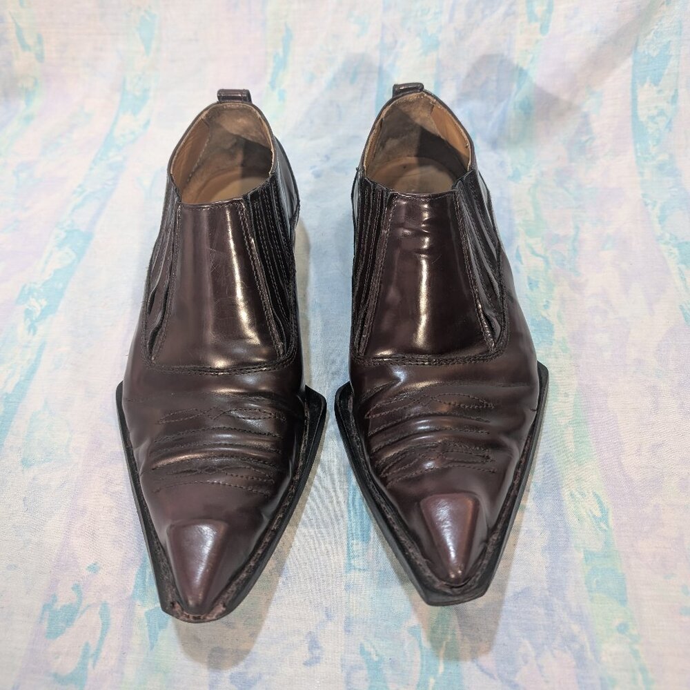 John Fluevog Swordfish Garrick Burgundy Slip On Loafers Size 9